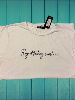 Nasty Gal Ray of F*cking Sunshine White Cotton Tee